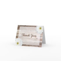 White Daisy Rustic Barn Wood Thank You Cards