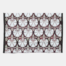 WHITE DAMASK CARNATIONS HAND TOWEL