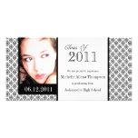 White Damask Graduation Announcement Photo Cards