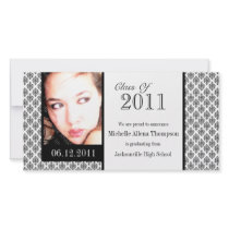 White Damask Graduation Announcement Photo Cards