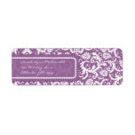 White Damask on Plum Return Address Return Address Labels