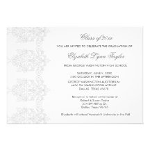 White Damask White Graduation Announcements