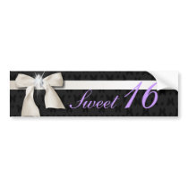 White Diamond Bow Sweet 16 Bumper Stickers