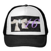 White Diamond Bow Sweet 16 Mesh Hat