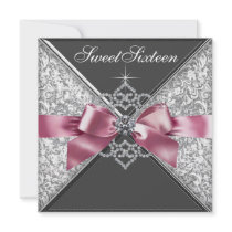 White Diamonds Pink Black Sweet 16 Birthday Party