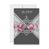 White Diamonds Pink Black Sweet 16 Birthday Party Custom Invitation
