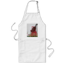 White Dog, Black Cat Kiss Holiday Red Chair Aprons