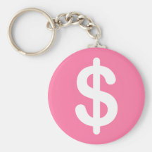 White dollar sign on pink background keychain