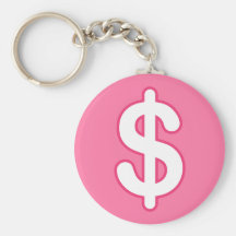 White dollar sign on pink background keychain