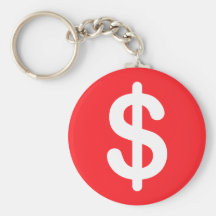 White dollar sign on red background keychain