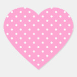 White Dots, Pink Polka Dots Pattern. Heart Sticker