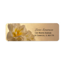 White Double Daffodils Return Address Label