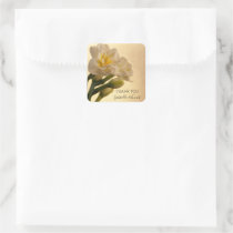White Double Daffodils Wedding Thank You Stickers