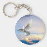 White dove in flight keychains
