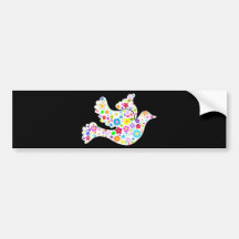 White Dove of Flowers Bumper Stickers