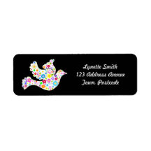 White Dove of flowers Return Address Label