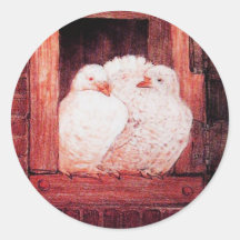 WHITE DOVES AT THE WINDOW pink red brown Stickers