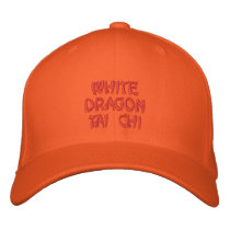 WHITE DRAGON TAI CHI EMBROIDERED BASEBALL CAP