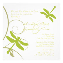 White Dragonfly Wedding Invitation