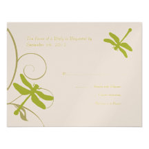 White Dragonfly Wedding Invitation RSVP card
