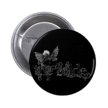 White Dress Fairy B&W Negative - The Bride Pinback Button