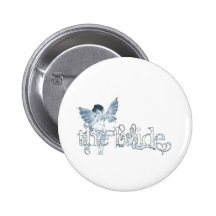 White Dress Fairy Blue - The Bride Button