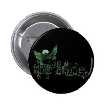 White Dress Fairy Green Negative - The Bride Button