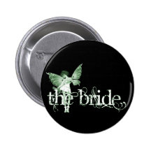 White Dress Fairy Green - The Bride Pinback Buttons