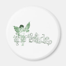 White Dress Fairy Green - The Bride Fridge Magnet