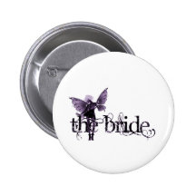 White Dress Fairy Purple Negative - The Bride Pinback Button
