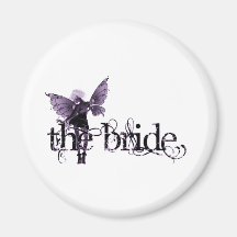 White Dress Fairy Purple Negative - The Bride Fridge Magnets
