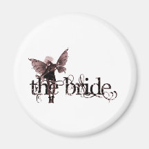 White Dress Fairy Red Negative - The Bride Refrigerator Magnet