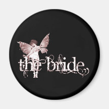 White Dress Fairy Red - The Bride Fridge Magnets