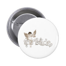 White Dress Fairy Sepia - The Bride Button
