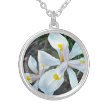 White dutch irises with pink shade necklaces