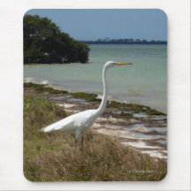 White Egret 2 Mousepad