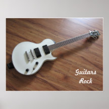 White Electric Guitar Print