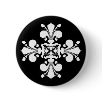 White elegant damask motif pinback button