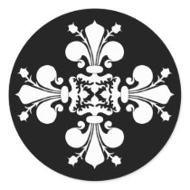 White elegant damask motif sticker