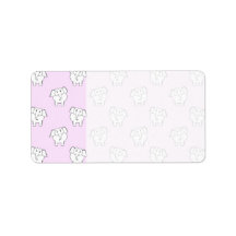 White Elephant Pattern on Pink. Address Label