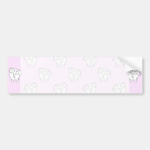 White Elephant Pattern on Pink. Bumper Stickers