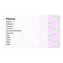 White Elephant Pattern on Pink. Business Card Template