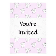 White Elephant Pattern on Pink. Custom Invites