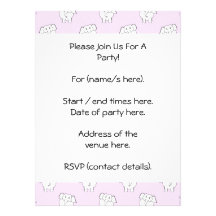 White Elephant Pattern on Pink. Personalized Invites