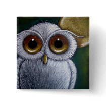 WHITE FANTASY SNOWY OWL Button
