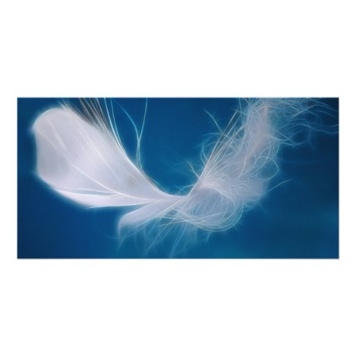 White feather art - symbol of purity and innocence photo card template