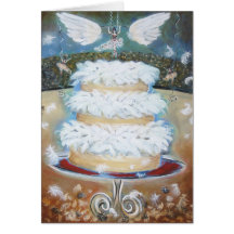 White Feather Cake Greeting Card
