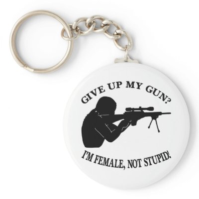 White Female Gun Not Stupid Keychain by WhiteTiger_LLC