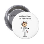White Female Stick Figure Nurse 2 Gifts Pinback Button