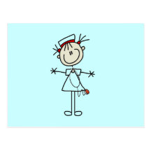 White Female Stick Figure Nurse 2 Gifts Post Card